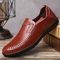 Men's Loafers  Slip-Ons Comfort Loafers Penny Loafers Walking Casual Daily Leather Comfortable Booties / Ankle Boots Loafer black hole punch Black Blue Spring Fall miniinthebox - thumbnail