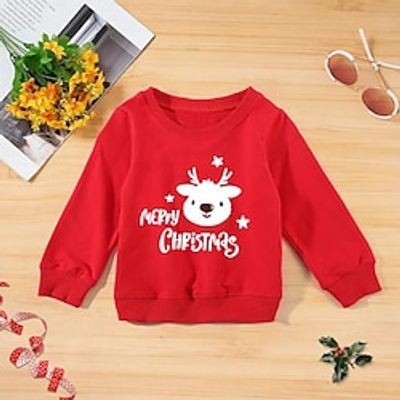 Kids Girls' Ugly Christmas Sweatshirt Cartoon Outdoor Long Sleeve Crewneck Cute 7-13 Years Winter Red Lightinthebox