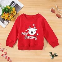 Kids Girls' Ugly Christmas Sweatshirt Cartoon Outdoor Long Sleeve Crewneck Cute 7-13 Years Winter Red Lightinthebox - thumbnail