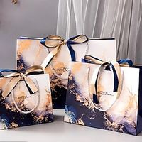 30pcs Royal Blue Paper Bag Marble Pattern Tote Ribbon Gift Bag Tote Bag Clothing Bag Lightinthebox - thumbnail