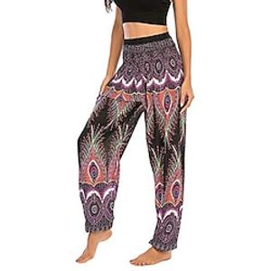women's boho harem pants hippie aladdin clothing casual loose yoga outfits high waisted summer casual beach pants black Lightinthebox