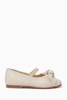 Bow Ballerinas with Strap in Leather - thumbnail