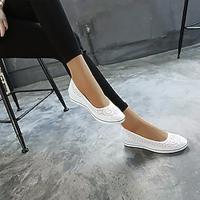 Women's Sandals Slip-Ons Flyknit Shoes Outdoor Home Office Geometric Wedge Round Toe Vintage Classic Comfort Microbial Leather Loafer Black White Lightinthebox