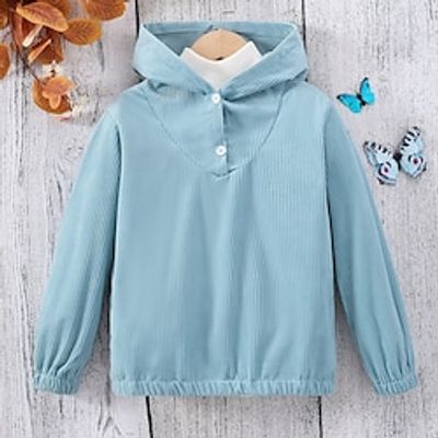Kids Girls' Hoodie Solid Color Long Sleeve Fall Winter Daily Polyester Casual Form Fit Lightinthebox