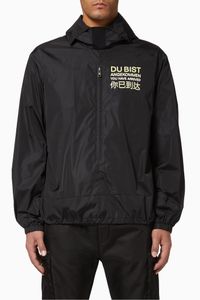 Graphic Print  Nylon Hooded Sweatshirt