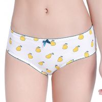 Breathable Cotton Stretchy Printing Mid Waist Panties For Women