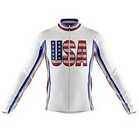 21Grams Men's Long Sleeve Cycling Jersey Spandex Polyester White USA National Flag Bike Jersey Top Mountain Bike MTB Road Bike Cycling Quick Dry Breathable Back Pocket Sports Clothing Apparel Lightinthebox - thumbnail