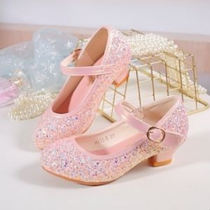 Girls' Heels Daily Dress Shoes Princess Shoes School Shoes Glitter Portable Breathability Non-slipping Princess Shoes Big Kids(7years ) Little Kids(4-7ys) Daily Prom Walking Shoes Buckle Light Pink Lightinthebox