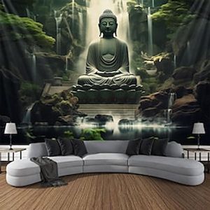 The Buddha Landscape Hanging Tapestry Wall Art Large Tapestry Mural Decor Photograph Backdrop Blanket Curtain Home Bedroom Living Room Decoration miniinthebox