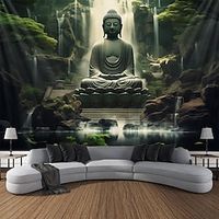 The Buddha Landscape Hanging Tapestry Wall Art Large Tapestry Mural Decor Photograph Backdrop Blanket Curtain Home Bedroom Living Room Decoration miniinthebox - thumbnail