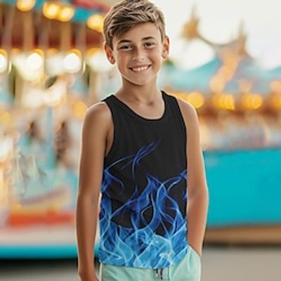 Boys 3D Graphic Tank SKirt Black 3D Print Summer Active Sports Fashion Polyester Kids 3-12 Years Crew Neck Training Outdoor Street Tailored Fit Lightinthebox