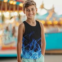 Boys 3D Graphic Tank SKirt Black 3D Print Summer Active Sports Fashion Polyester Kids 3-12 Years Crew Neck Training Outdoor Street Tailored Fit Lightinthebox