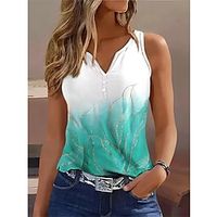 Women's Tank Top Black White Blue Graphic Print Sleeveless Casual Basic V Neck Regular S miniinthebox - thumbnail