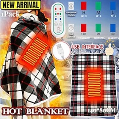 140x80cm USB Charging Electric Blankets Warm Electric Heating Shawl Timing Function Heated Blanket Mink Velvet Warm Shawl Lightinthebox