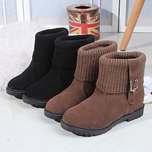 Women's Boots Snow Boots Outdoor Daily Fleece Lined Booties Ankle Boots Buckle Flat Heel Round Toe Vintage Plush Casual Faux Suede Loafer Black Coffee miniinthebox