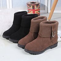 Women's Boots Snow Boots Outdoor Daily Fleece Lined Booties Ankle Boots Buckle Flat Heel Round Toe Vintage Plush Casual Faux Suede Loafer Black Coffee miniinthebox - thumbnail