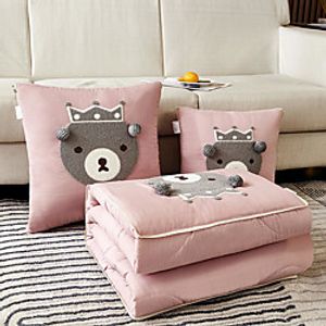Pillow Quilt Four Seasons Multifunction Little Bear Car Purpose Throw Cushion Office Nap Pillow Folding Blanket Sofa Pillow Air Conditioning Quilt Unfold Size 105145cm Bedroom Living Room miniinthebox