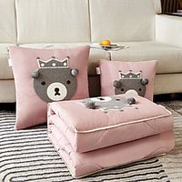 Pillow Quilt Four Seasons Multifunction Little Bear Car Purpose Throw Cushion Office Nap Pillow Folding Blanket Sofa Pillow Air Conditioning Quilt Unfold Size 105145cm Bedroom Living Room miniinthebox - thumbnail
