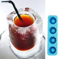 4 Cup Shape Silicone Shooter Ice Cube Glass Mold Maker
