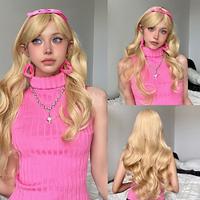 Synthetic Wig Uniforms Career Costumes Princess Wavy Deep Curly Middle Part Layered Haircut Machine Made Wig 26 inch Light Blonde Synthetic Hair Women's Cosplay Party Fashion Blonde Lightinthebox