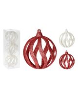 Homesmiths Christmas Ball 3 x 80 mm Red & White Assorted 1 Piece