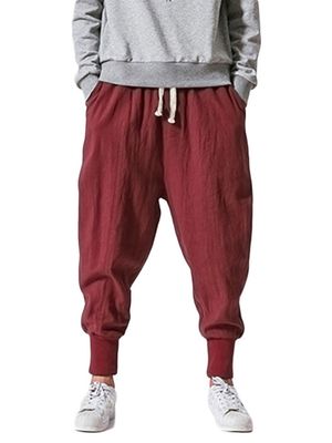 Men Summer Linen Cotton Casual Chinese Style Loose Tapered Pants Men Summer Linen Cotton Casual Chinese Style Loose Tapered Pants