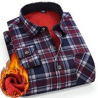 Men's Dress Shirt Flannel Shirt Plaid Shirt Plaid  Check Turndown A B C D E Print Work Casual Long Sleeve Color Block Button-Down Clothing Apparel Fashion Business Elegant Formal Lightinthebox - thumbnail