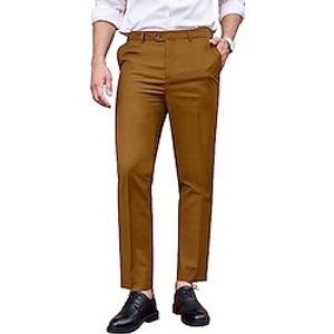 Men's Dress Pants Trousers Suit Pants Pocket Straight Leg Plain Comfort Breathable Formal Business Fashion Streetwear Black Blue Lightinthebox
