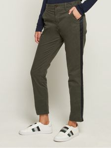 Girlfriend Satin-Stripe Khakis in Stretch Twill