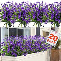 20 Pack Artificial Flower Outdoor Decorations - UV Resistant Plastic Bushes and Faux Flowers for Outdoor Decor Lightinthebox - thumbnail