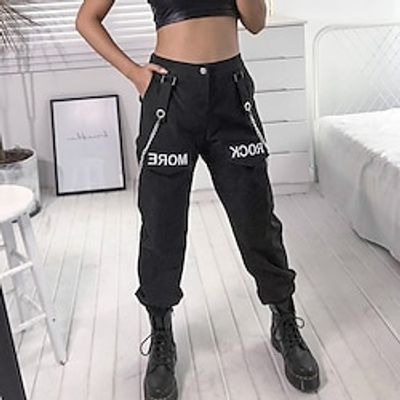 Women's Cargo Pants Pants Trousers Ankle-Length High Waist Fashion Sports  Outdoor Casual Daily Black S M Spring   Fall Lightinthebox