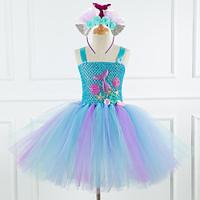 Toddler Girls' Party Dress Cartoon Mermaid Sleeveless Performance Party Mesh Cute Princess Nylon Knee-length Bib Tulle Dress Summer Spring Fall 3-7 Years Multicolor Blue Purple Lightinthebox