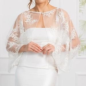 Shawls Women's Wrap Elegant Romantic Sleeveless Lace Wedding Wraps With Flower For Party Spring  Summer miniinthebox