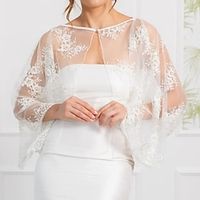 Shawls Women's Wrap Elegant Romantic Sleeveless Lace Wedding Wraps With Flower For Party Spring  Summer miniinthebox - thumbnail