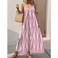 Women's Cami Dress Geometric Print V Neck Long Dress Maxi Dress Boho Vacation Sleeveless Summer Lightinthebox