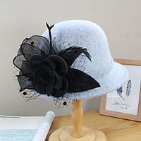 Women's Bucket Hat Party Wedding Special Occasion Flower Flower Camel Black Hat  White  Fall  Winter  Spring  Holiday Lightinthebox - thumbnail