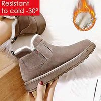 Women's Boots Flats Platform Boots Snow Boots Outdoor Work Solid Color Cut-out Winter Flower Flat Heel Wedge Heel Round Toe Classic Casual Minimalism Running Walking PU Elastic Band Black Khaki Lightinthebox - thumbnail