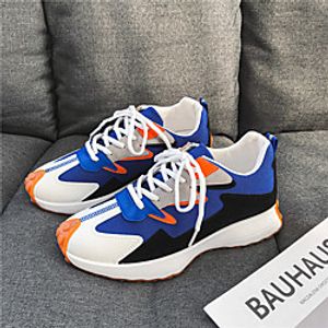 Men's Trainers Athletic Shoes Sporty Daily Walking Shoes PU Elastic Fabric Breathable Non-slipping Wear Proof White Black Blue Spring Summer Lightinthebox