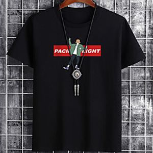Men's Unisex Tee T shirt Hot Stamping Graphic Prints Human Letter Plus Size Print Short Sleeve Casual Tops Cotton Basic Fashion Designer Big and Tall White Black Khaki miniinthebox