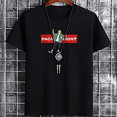Men's Unisex Tee T shirt Hot Stamping Graphic Prints Human Letter Plus Size Print Short Sleeve Casual Tops Cotton Basic Fashion Designer Big and Tall White Black Khaki miniinthebox