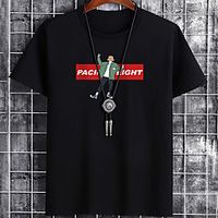 Men's Unisex Tee T shirt Hot Stamping Graphic Prints Human Letter Plus Size Print Short Sleeve Casual Tops Cotton Basic Fashion Designer Big and Tall White Black Khaki miniinthebox - thumbnail