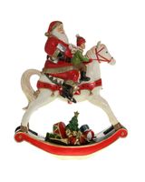 Homesmiths Christmas Santa Polyresin With Child On Rocking Horse 34cm