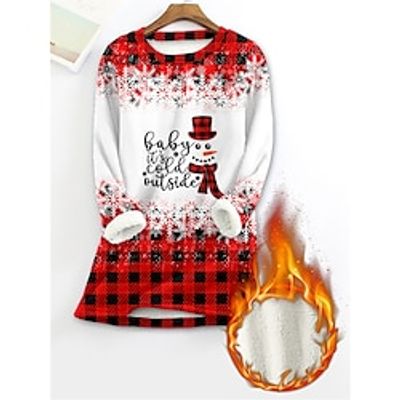 Women's Christmas Pajamas Thermal Shirt Snowman Grid Plaid Warm Comfort Soft Home Christmas Bed Fleece Warm Breathable Crew Neck Long Sleeve Fall Winter Wine Lightinthebox Women's Christmas Pajamas Thermal Shirt Snowman Grid Plaid Warm Comfort Soft Home Christmas Bed Fleece Warm Breathable Crew Neck Long Sleeve Fall Winter Wine Lightinthebox