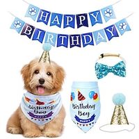 Dog Birthday Outfit Set, Shinning Dog Bow Tie with Prince Crown  Double Sided Saliva Towel, Birthday Banner  Paw Print Balloons for Pet Puppy Dog Cat Boy Birthday Parties miniinthebox - thumbnail
