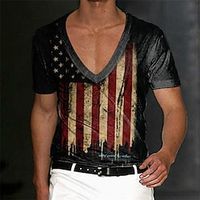 Graphic American Flag Fashion Designer Casual Men's 3D Print Short Sleeve Shirt T shirt Tee Tee Top Casual Daily Holiday T shirt Black Green Khaki Short Sleeve V Neck Shirt Summer Clothing Apparel S Lightinthebox