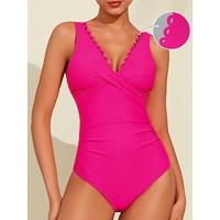 Triangle V-Neck Petal Border One-Piece Swimsuit - thumbnail