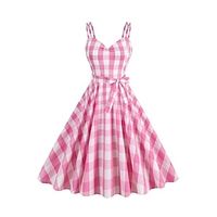 Women's Vintage Dress Party Dress Homecoming Dress Mini Dress Pink Sleeveless Plaid Print Spring Fall Winter Spaghetti Strap Vintage Christmas Wedding Guest Birthday 2023 S M L XL XXL Lightinthebox - thumbnail