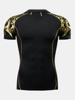 Mens Quick-drying Printed Short Sleeve Tight Tops Jogging Training Fitness Sport T-shirt