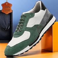 Men's Sneakers Formal Shoes Dress Shoes Sporty Athletic Office Career Leather Italian Full-Grain Cowhide Comfortable Slip Resistant Lace-up Green Lightinthebox