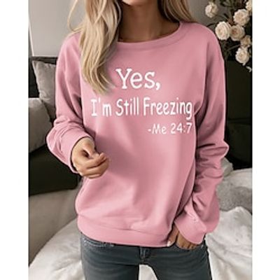 Women's Sweatshirt Pullover Letter Active Sportswear Print Black Pink Dark Pink Casual Sports Round Neck Long Sleeve Top Micro-elastic Fall  Winter Lightinthebox